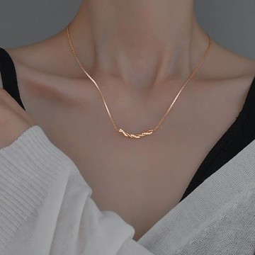 s925純銀麻花纏繞鋯石項鏈女 小眾設計輕奢氣質時尚鎖骨鏈百搭