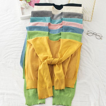 秋季ins搭肩小披肩外搭網紅襯衫秋冬季配裙打結針織圍巾純色坎肩