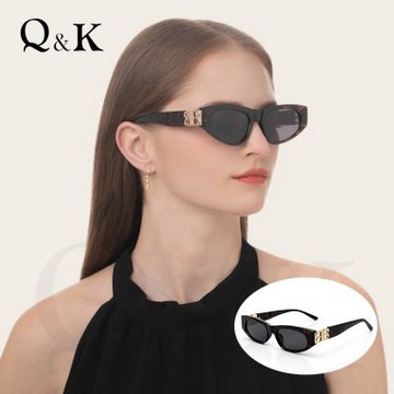【Q&K】時髦貓眼偏光墨鏡｜琥珀棕｜TR90高級金釦鏡腳｜輕量抗UV400防眩光｜精品穿搭必備