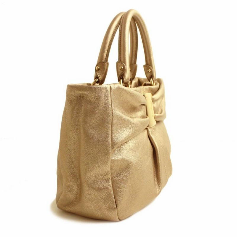 フェラガモ ヴァラ レザー 2WAY ショルダーハンドバッグ ゴールド レディース 21C339(美品)