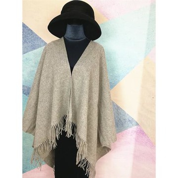 英國180年老牌MOON美利奴羊毛經典格紋斗篷披肩灰色送禮