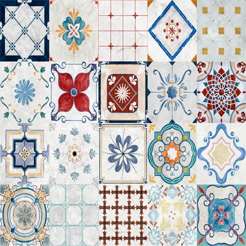 宣影布 DIY抑菌環保不織布自黏 摩洛哥花磚 5片裝