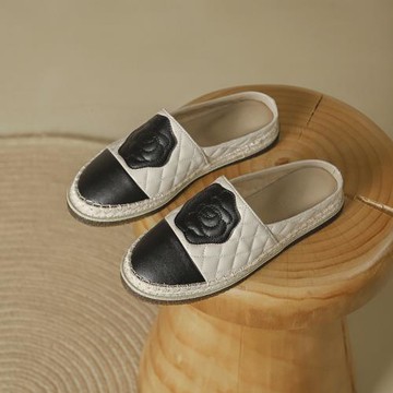 小香風漁夫鞋女半拖2026春夏新款真皮懶人平底鞋一腳蹬軟底孕婦鞋