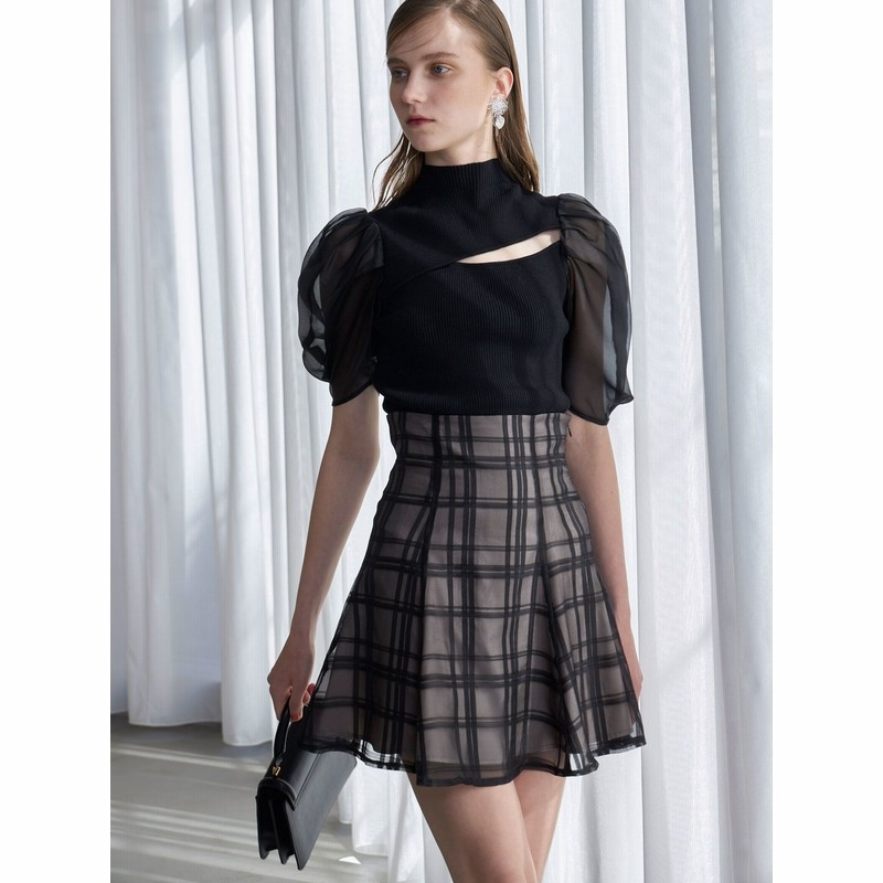 公式】MERCURYDUO(マーキュリーデュオ)シアーチェックバックレース  