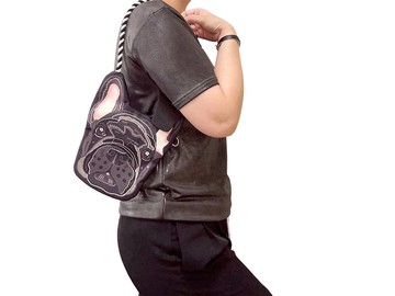 限量現貨 原創合作款 寵物單肩包 法鬥犬狗臉包