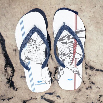 DC正義聯盟 男款防滑海灘夾腳拖 獨家授權室外人字拖 線條款-超人