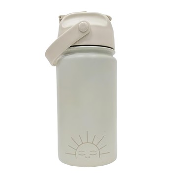 Grech&Co. 不鏽鋼吸管水壺 304不鏽鋼杯身 FDA食品級矽膠吸嘴 420ml  奶油白  1個