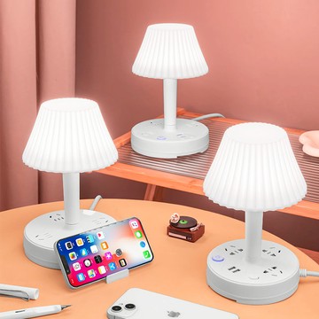 智能家用語音插座臺燈帶usb插板多功能學生宿舍臥室led護眼床頭燈