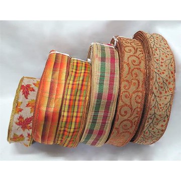 【整箱販售】節慶織帶63MM(2-1/2英吋寬、含鐵絲)/白色/藍色/咖啡色/閃蔥/銀色/雪人/特惠價/斑馬紋/紋路