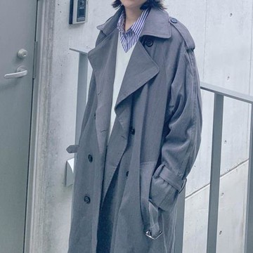 [白術自制]瀟灑的日系經典版型雙排扣寬松長款風衣外套男女19ZC11