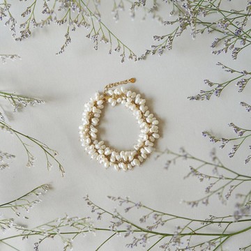 14KGF 米形珍珠豐盈手鍊