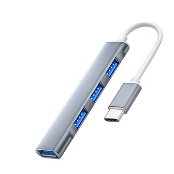 ANTIAN Type-C 四合一HUB轉換器擴展塢 高速傳輸 輕巧便攜 鋁合金外殼  1個  灰色