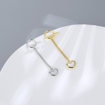 ▪NANA▪N23 日韓流行耳飾 S925銀針 長款貝殼愛心鏈條設計 耳針 耳環