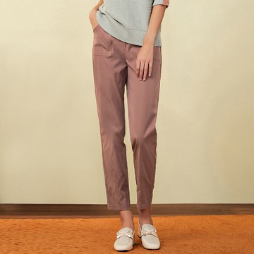 OUWEY歐薇 休閒感修身窄管棉質長褲(粉色；S-L)3223436307