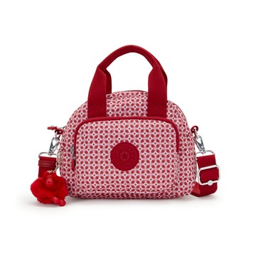 (網路獨家款)紅白幾何印花輕巧手提斜背兩用包-DEFEA MINI