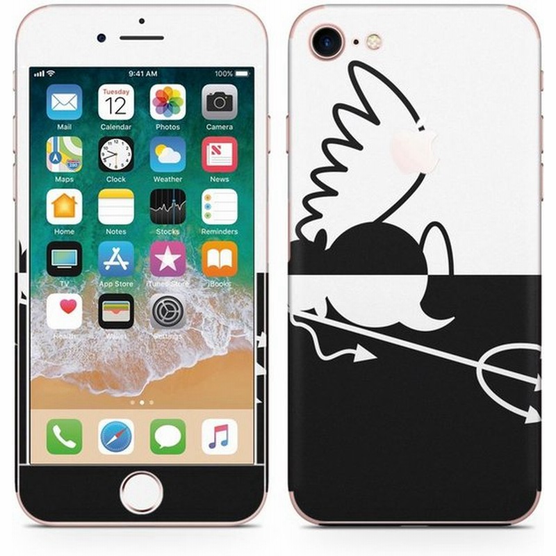 Iphone7 対応 アイフォン 全面スキンシール フル 背面 側面 正面 液晶 スマホステッカー 保護シール スマホ 白黒 天使 悪魔 ブラック 通販 Lineポイント最大get Lineショッピング