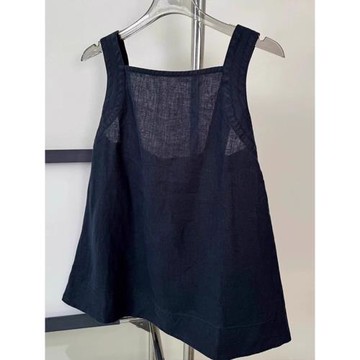 強貨閉眼入！系帶蝴蝶結亞麻吊帶背心女夏季設計感寬松無袖上衣潮