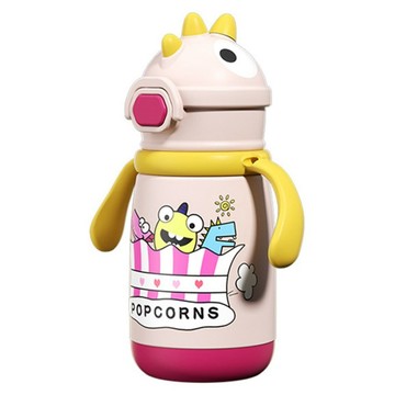 Kyhome 316不鏽鋼 霸王龍防噴濺兒童學飲保溫杯  粉色  1個  380ml