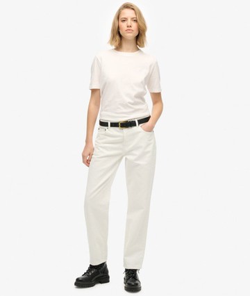 Superdry Women's Organic Cotton Mid Rise Straight Jeans White Size: 28/30