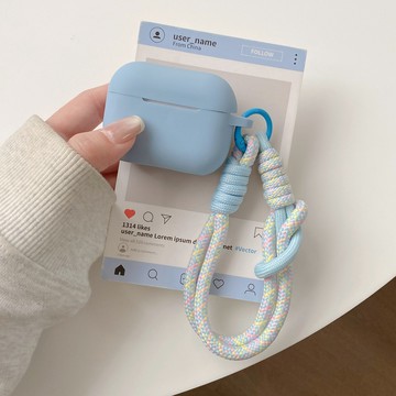 彩色拼接手腕繩 適用Airpods Pro/Pro2藍牙耳機殼 Airpods Pro3耳機保護套 4代蘋果耳機保護殼