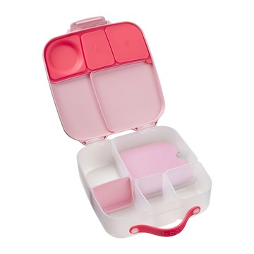 BBox 多功能便當盒 大 兒童餐盒 分隔便當盒 防漏設計 方便攜帶  粉紅泡泡 透明色  PP  1個