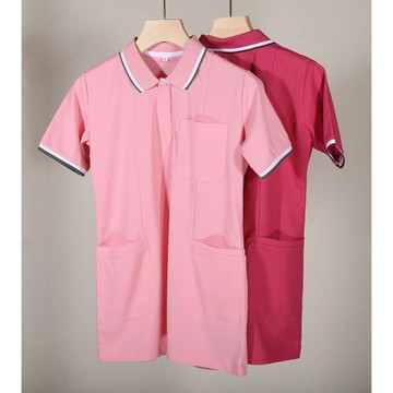 外貿日單女工裝裙子美容院養生館化妝師夏季短袖制服工作服上衣