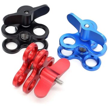 Gopro三孔蝶形夾 可調水下攝影潛水蝴蝶夾鋁合金燈臂夾潛水配件