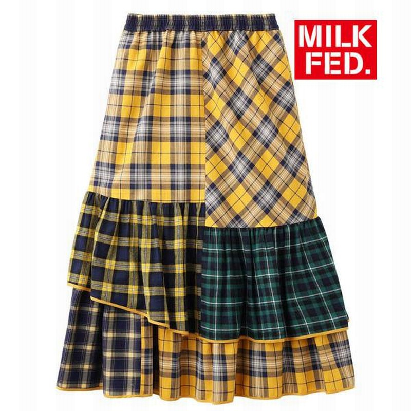 スカート ミルクフェド PLAID PATCHWORK SKIRT チェック柄 パッチ