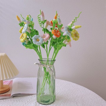 手作鉤織牽牛花之夢單枝花莖擺飾