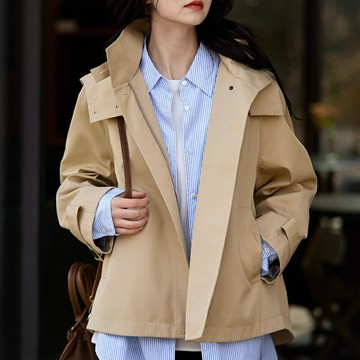 【巴黎精品】現貨+預購 頂級法式風衣外套長版大衣外套寬鬆大碼百搭休閒女裝-防潑水女外套a1LL5