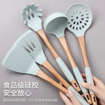 湯勺家用炒菜勺子耐高溫硅膠鏟漏勺食品級不粘鍋專用鏟子廚具套裝