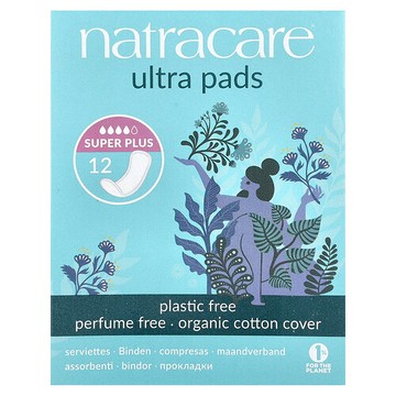 Natracare, 超級衛生巾，有機棉套，超大量，12 片