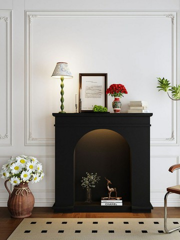 {可打統編 超低價}法式奶油風發光壁爐北歐白色裝飾柜攝影客廳簡約網紅ins風玄關柜