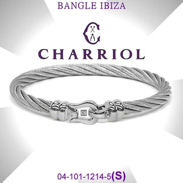 CHARRIOL夏利豪 Bangle Ibiza伊維薩島鉤眼鋼索手環 銀色扣頭S款 C6(04-101-1214-5-S)