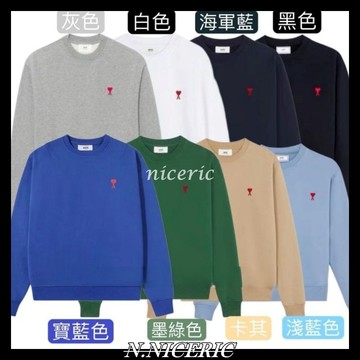 【NICE歐美日韓代購】加厚重磅款Ami秋冬款 純色刺繡小愛心 休閒 簡約 長袖 大學T Ami大學T