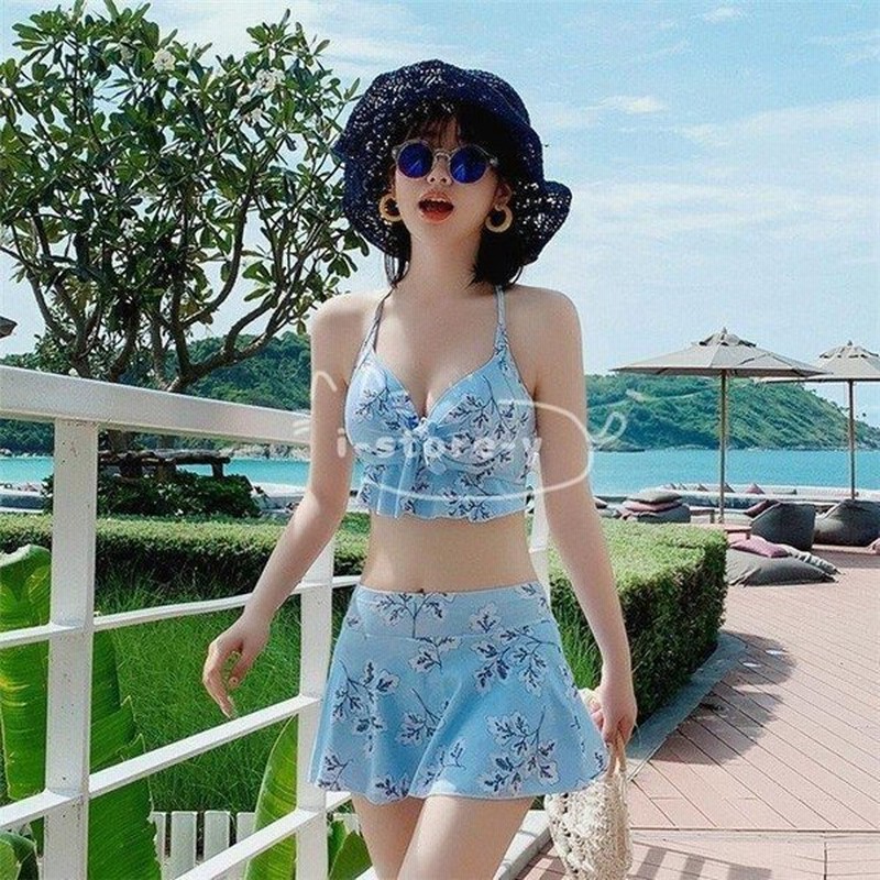 ヴィジョン ストリートウェア ビキニ水着レディース 夏 ビキニ3点セット水着 葉柄 小胸バンドゥビキニ セパレート 可愛い スイムウェア 温泉 ママ水着 通販 Lineポイント最大get Lineショッピング