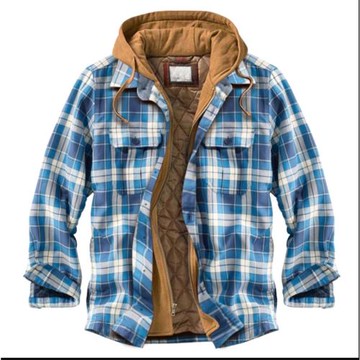 Hooded jacket shirt padded jacket 連帽加棉外套假兩件襯衫棉襖