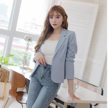 【初夏新品】HS 質感紋路西裝外套 藍色