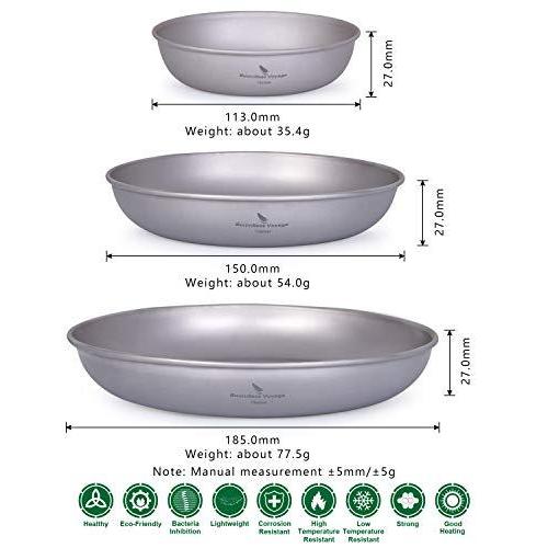 iBasingo チタン製パン皿皿 キャリーメッシュバッグ付き 超軽量 アウトドア キャンプ テーブルウェア 調理器具 汚れキット 3サイズ