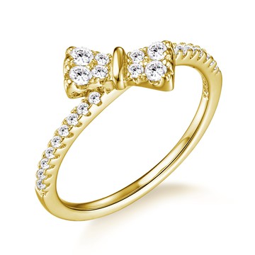 純銀戒指．可愛蝴蝶結．金色