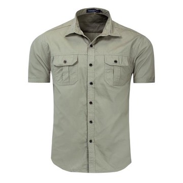 Short Sleeve Cotton Shirt Military Style Outdoor Shirt男襯衫