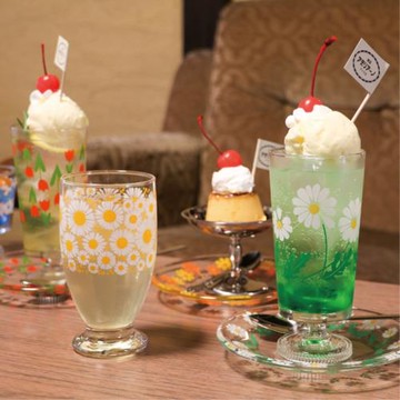 日本aderia石冢硝子復古昭和矮腳玻璃杯果汁杯咖啡飲料杯印花杯子