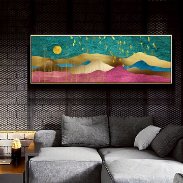 飛越春夏　橫幅系列　裝飾掛畫　台灣製造 - A款－黑框-120*40cm