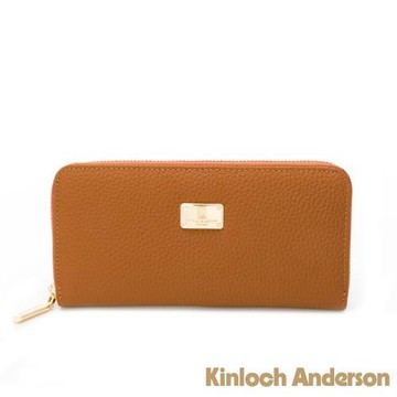 【Kinloch anderson】Aura 金屬LOGO拉鍊長夾-琥珀棕