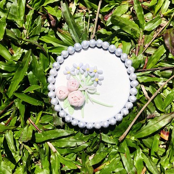 黏土花花摺疊隨身化妝鏡 【珠珠為黏土】