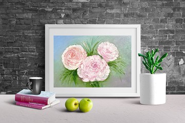 精致的粉红色花朵原创油画描绘粉红色的花朵艺术精致