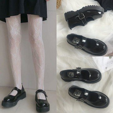 瑪麗珍小皮鞋女一字扣日系jk英倫風學院學生厚底松糕軟皮中跟單鞋