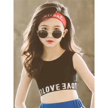 女童爵士舞小背心夏季薄款外穿露臍街舞拳擊運動背心短款舞蹈打底