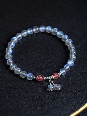 拉長石草莓晶手鍊|草莓晶925純銀手鏈 天然石水晶客製化禮物