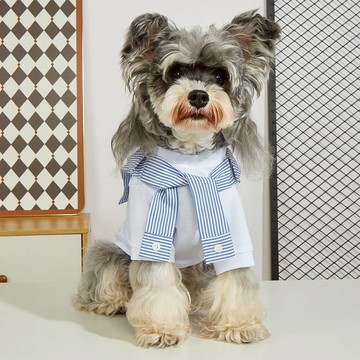 【汪喵森活】 假兩件襯衫披肩 寵物棉衣 寵物衣服 狗衣服 棉T 柯基 柴犬 米克斯 貓咪 比熊 貴賓 春夏服飾 寵物服飾